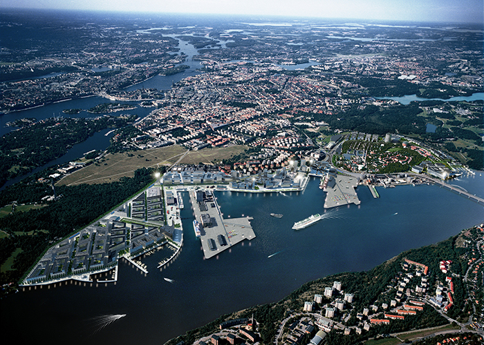 Fågelbild över stad